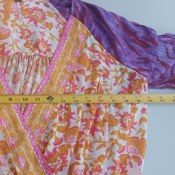 Free People Cruisin Together Printed Boho Gypsy Puff Sleeve Blouse - Picture 8 of 14